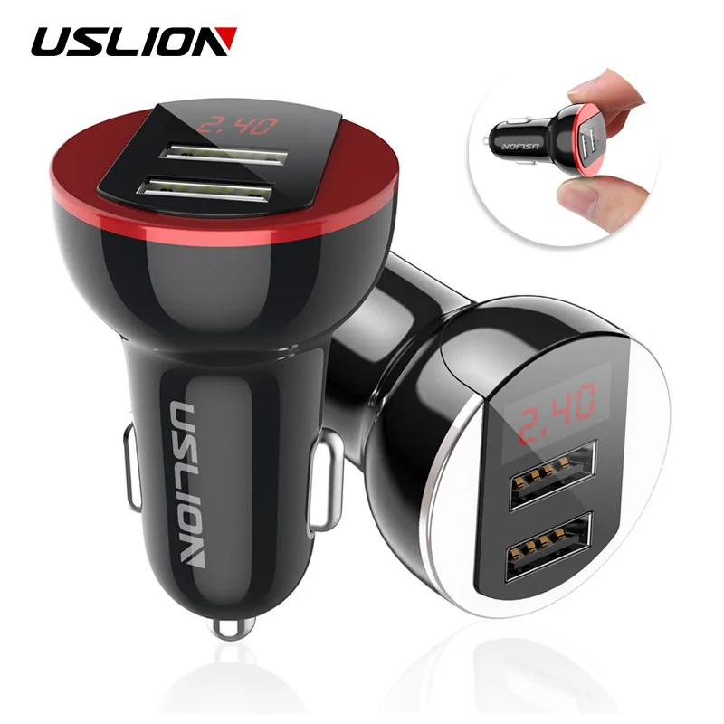 USLION автомобильное USB зарядное устройство Быстрая зарядка 3.1A для мобильного