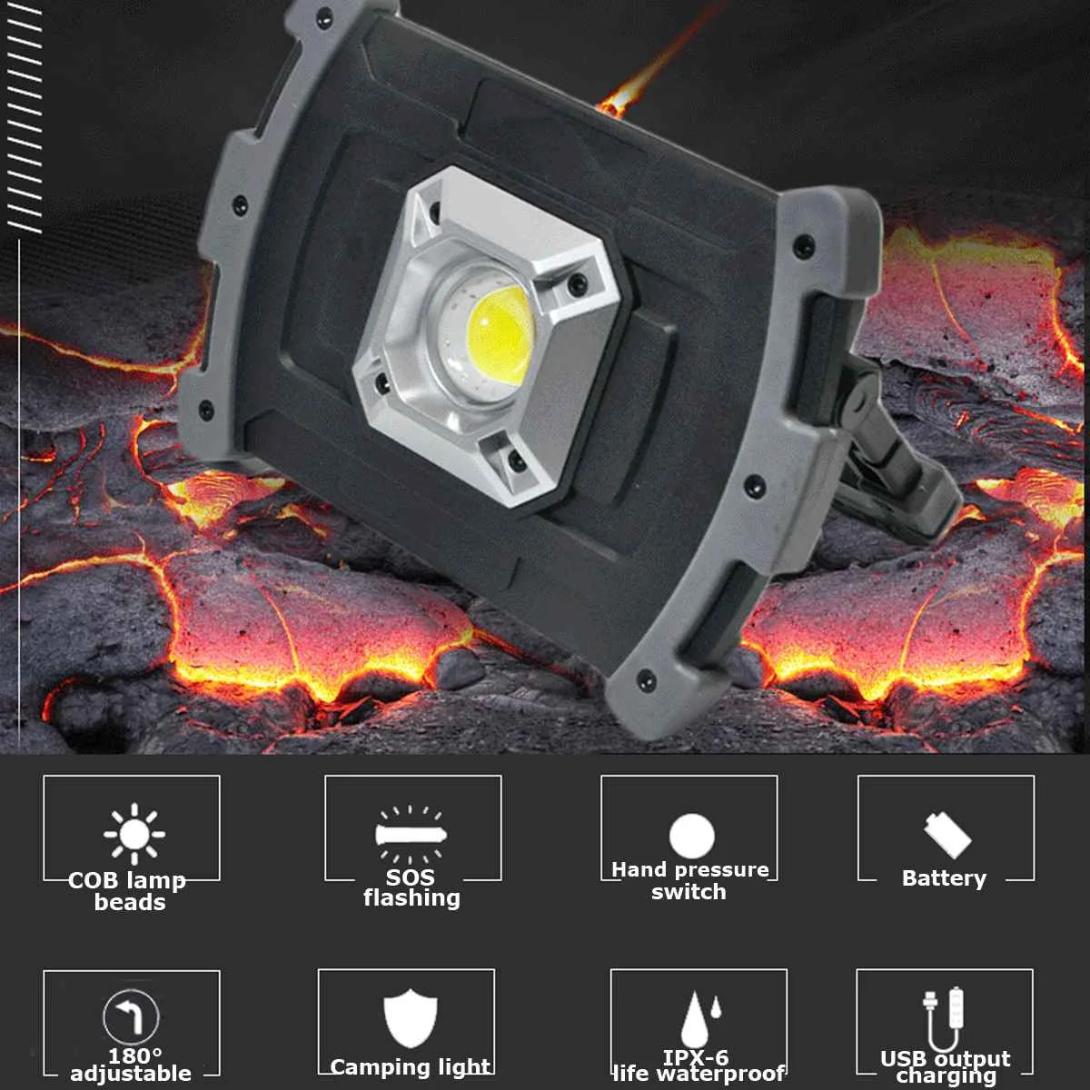 

Waterproof 20W/1000LM Portable Flashlight USB Port Camping Tent Light Outdoor Portable Hanging Lamp COB LED lamp Worklight