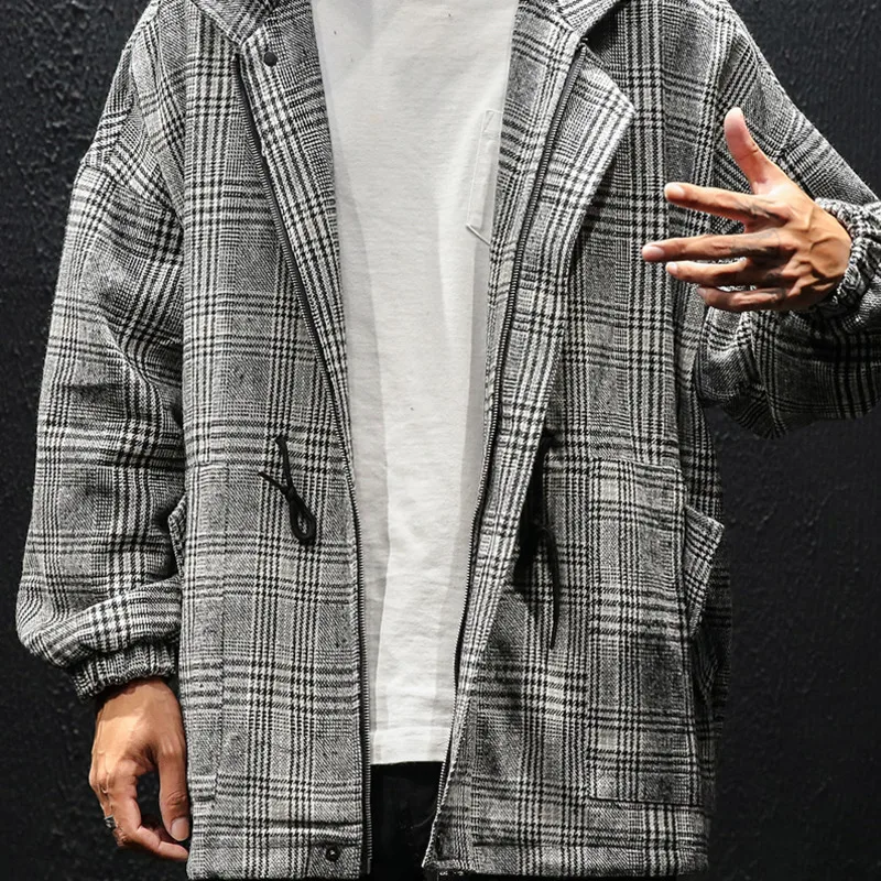 Autumn New Jacket Men Fashion Retro Casual Plaid Jacket Man Streetwear Hip Hop Loose Bomber Jacket Wild Hooded Jacket Male M-3XL Autumn New Jacket Men Fashion Retro Casual Plaid Jacket Man Streetwear Hip Hop Loose Bomber Jacket Wild Hooded Jacket Male M-3XL