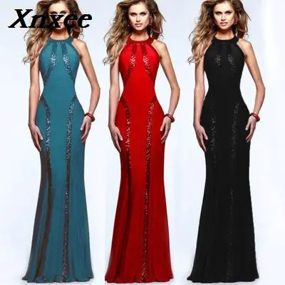 

2019 European and American party Dress dinner Dress women Geometric Dress sleeveless Sexy Long Middle-waisted Dress for Female