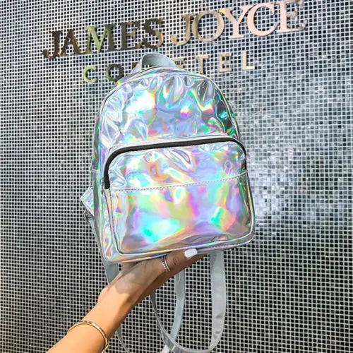 Women Vogue Colorful Backpack Transparent Reflective Hologram Holographic Bag Hot Solid Color Laser Backpack Popular Travel Need