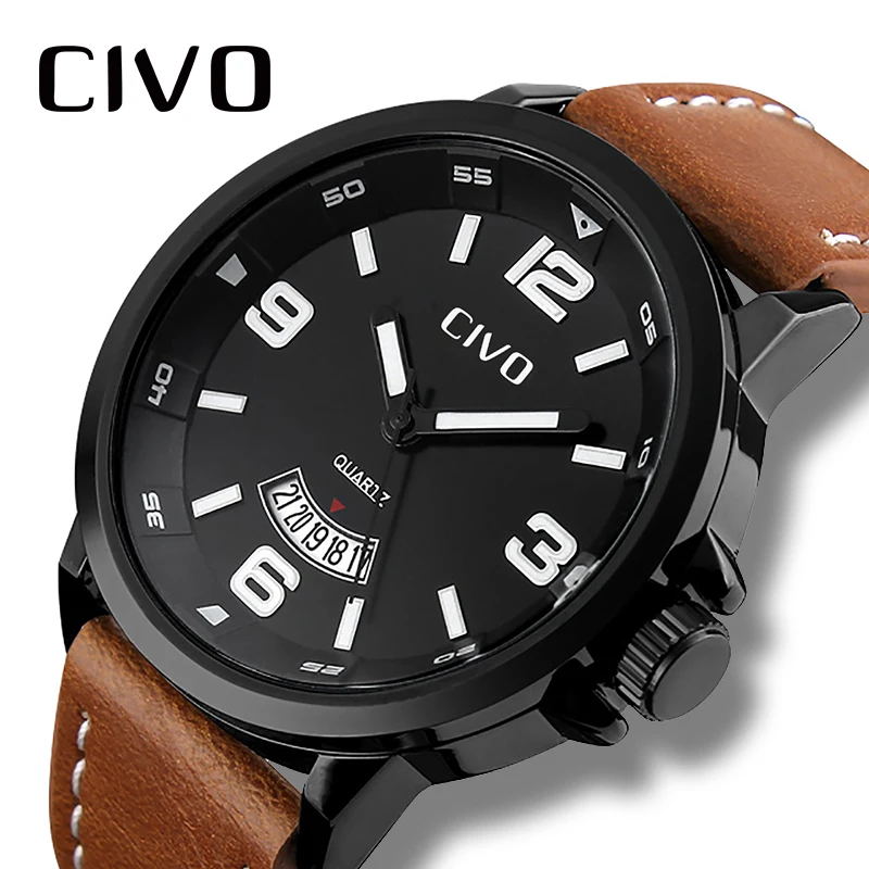 

CIVO Men's Watches Waterproof Business Casual Watches Simple Design Analogue Quartz Watch Date Calendar Wristwatch For Men Clock