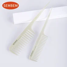 SEMBEM Rat Tail Hair Comb Professionl Hairbrush Barber Rattail Hairdressing Comb Wide Spaced Teeth Detangle Hair Brush