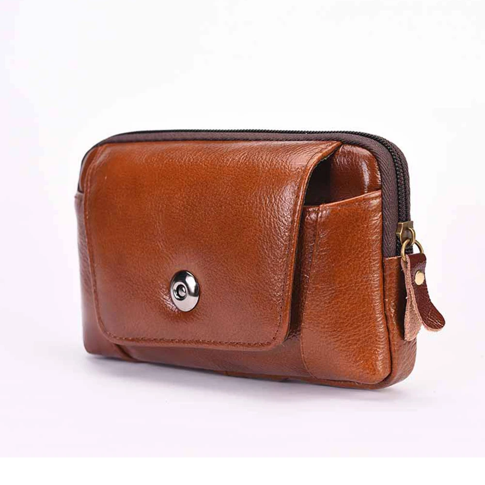 

Man Waist Packs Multifunctional Casual Business Waterproof Outdoor Portable Mini Pure Color Travel PU Leather Waist Bag