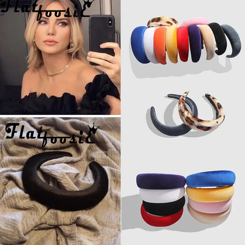 

Flatfoosie 4.5CM Wide Women Thick Velvet Headbands Hair Accessories Hair Band Statement Fashion Headwear Plastic Hairbands 2019