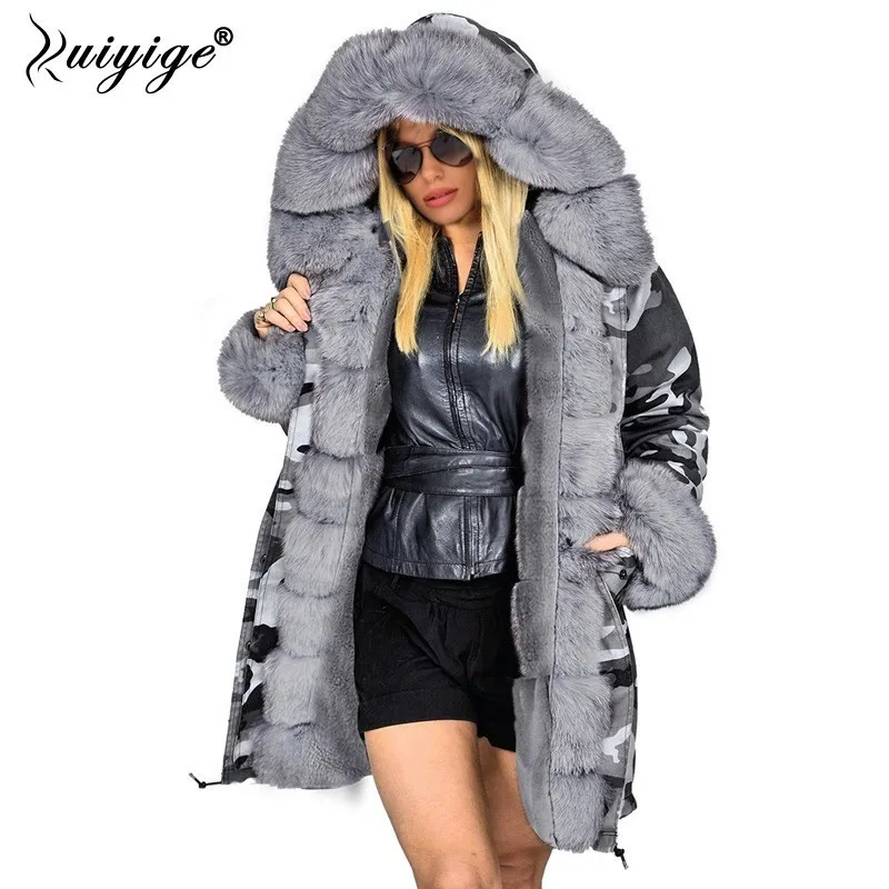 

Ruiyige New Fashion Coat Winter Jacket Women Fur Hood Parka 2018 Long Warm Cotton Jackets Outerwear Female Winter Coat Plus Size