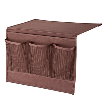 

1pc Felt Fabric Bedside Storage Bag Holder Container Hanging Organizer for Dorm Car Sofa Side Bed Rails(Coffee)