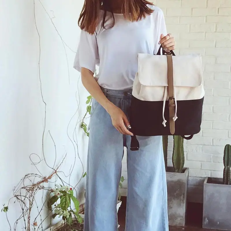 

Women Canvas Backpack Flip Leisure School Bags Girls Backpack Shoulder Bag