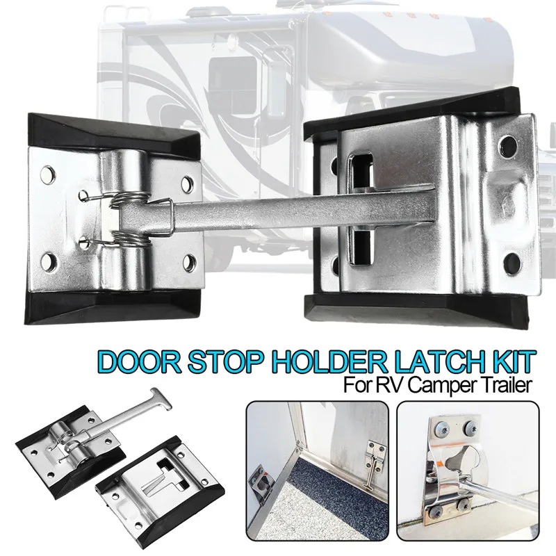Us 4 51 26 Off Hot Sell 1set 4 Metal Steel Door Lock Hook Rv Camper Horse Work Enclosed Trailer Door Stop Holder Latch Kit In Locks Hardware From