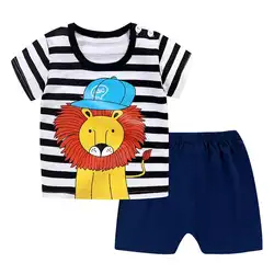 Детские комплекты одежда для маленьких мальчиков комплекты детской одежды летняя одежда для маленьких девочек Футболка с милым Китом +