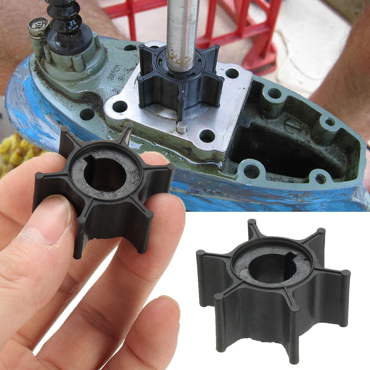 

6G1-44352-00 Water Pump Impeller For Yamaha 6HP Outboard Boat Motor Replacement Black Rubber Diameter 4cm 6 Blades Boat Parts