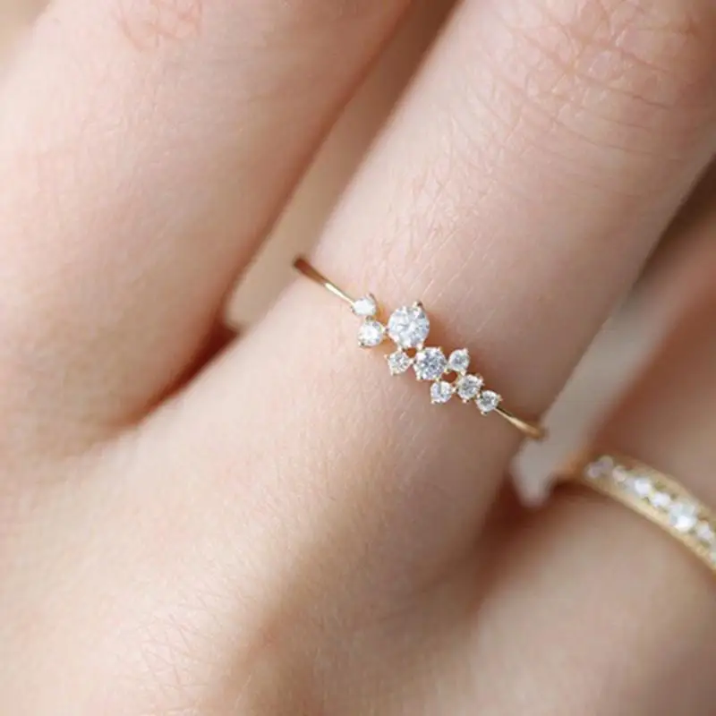 

Stylish Fashion Women Ring Finger Jewelry Rose Gold /Sliver /Gold Color Rhinestone Crystal Opal Rings 6/7/8/9/10 Size Hot Sale
