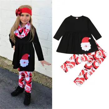 

Emmababy High Quality Toddler Kid Baby Girl Clothes Set Fashion Comfort Santa Top Pants Leisure Christmas Outfit Gift Drop Ship