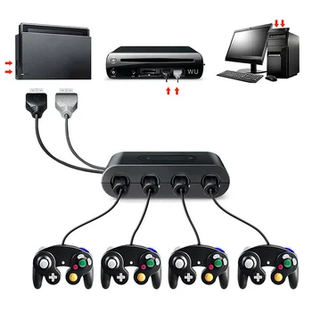 

Bevigac Portable 4 Ports Controller Converter Adapter with Turbo Home Buttons for Nintend Switch GC GameCube Wii U PC USB