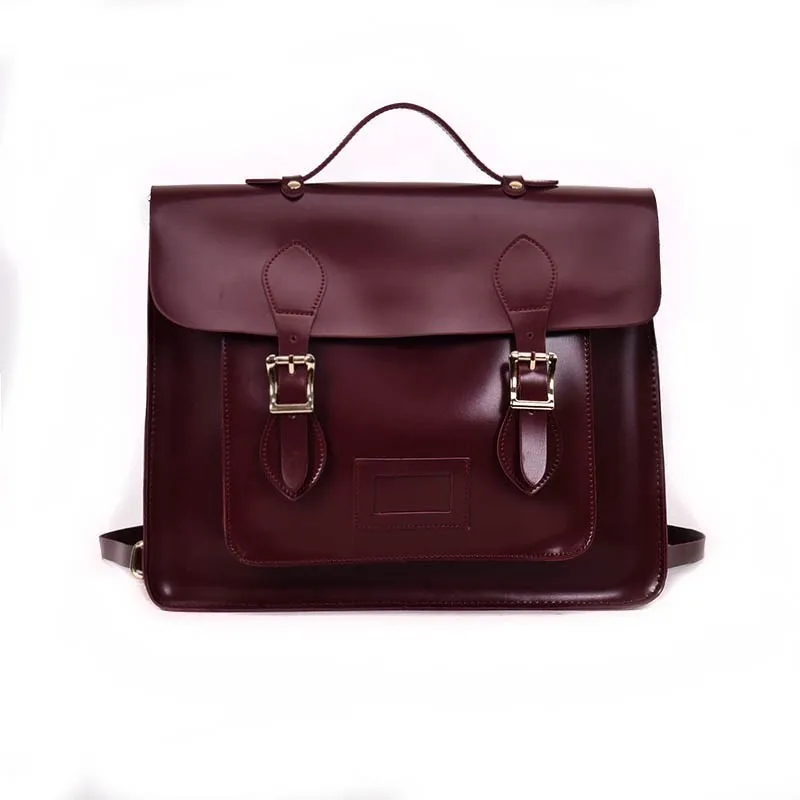 2019 England Style Women Pu Leather Handbag Men Retro School Satchel Bag For College Vintage Briefcase Shoulder