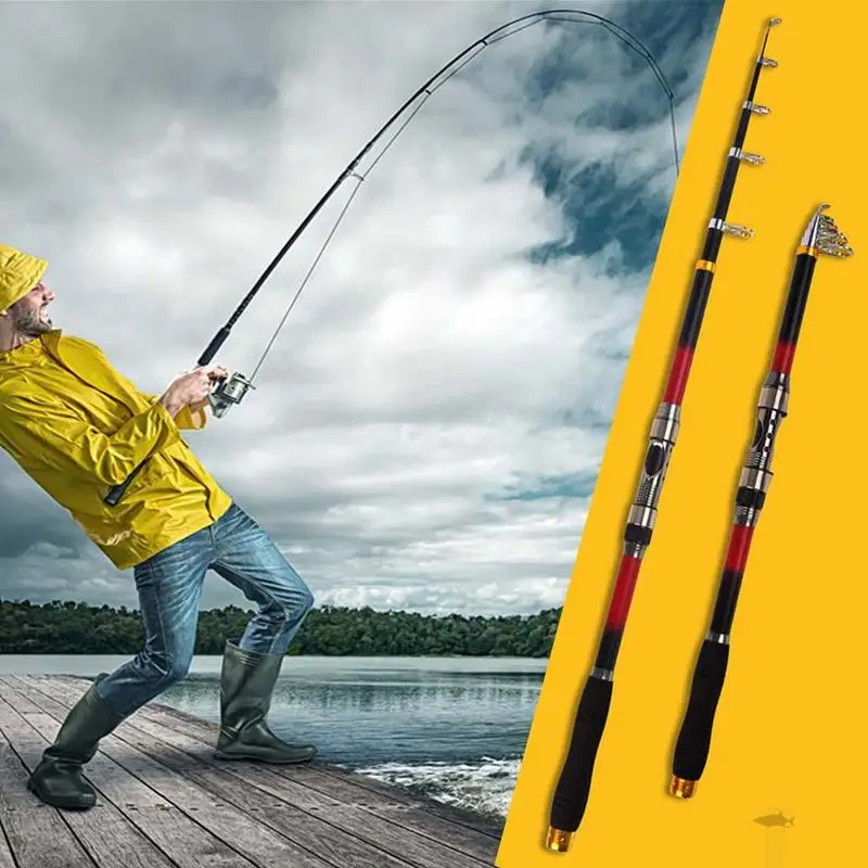 

Outdoor Throwing Fishing Rod Ocean Sea Fishing Red Pole Telescopic Casting Fishing Rod Accessory Boat Rock Beach Universal Tool