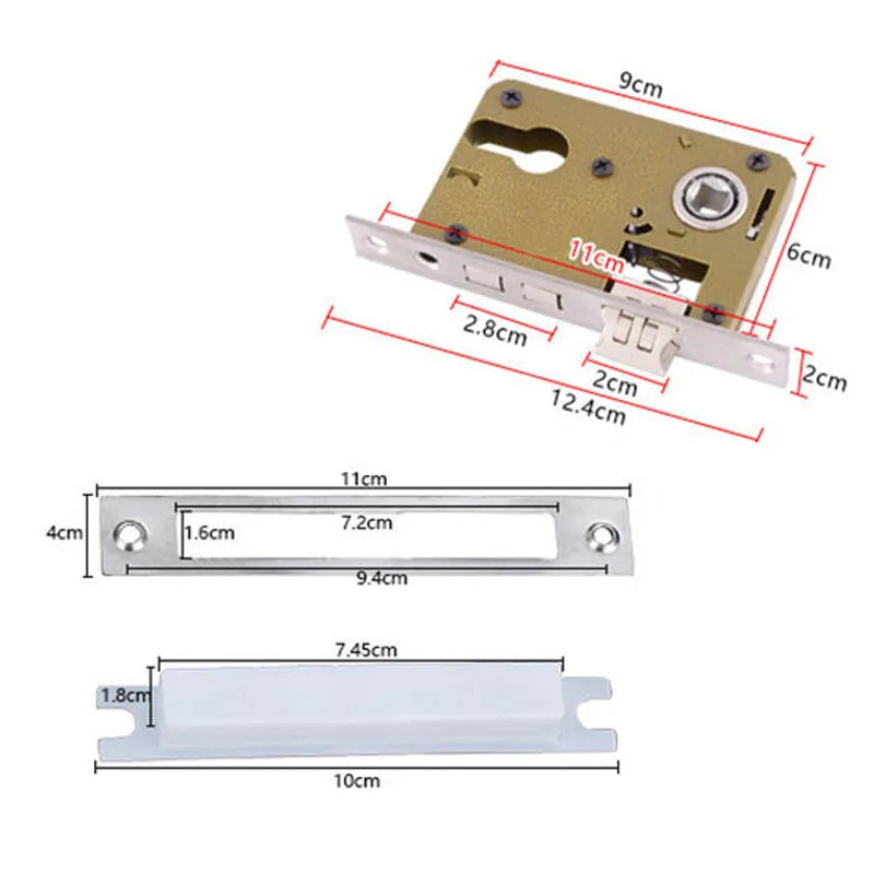 

Stainless Steel Door Handle Lock Interior Door Lock Cylinder Security Silver