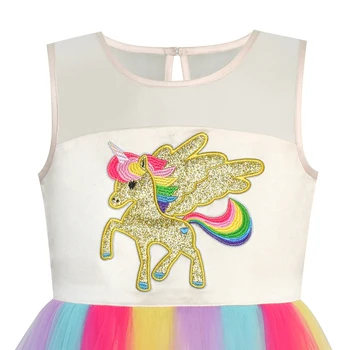 Embroidered Unicorn Rainbow Dress