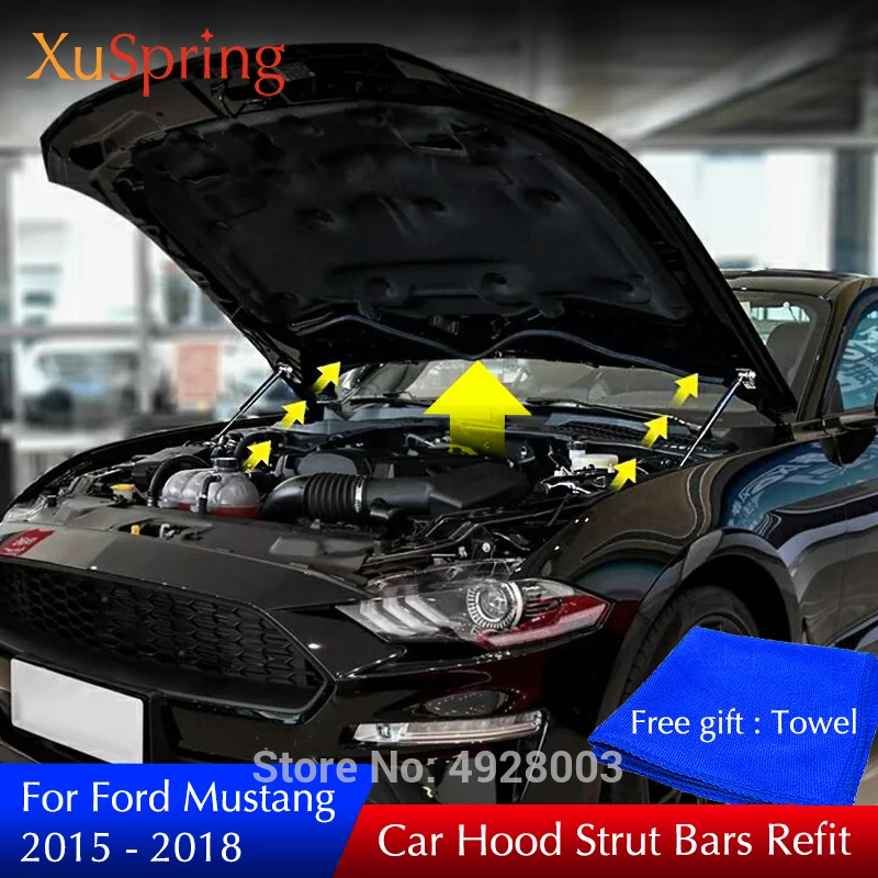 

For 2015 2016 2019 Ford Mustang Refit Bonnet Cover Hydraulic Rod Strut Bars Spring Shock Lift Support Bracket Car accessories
