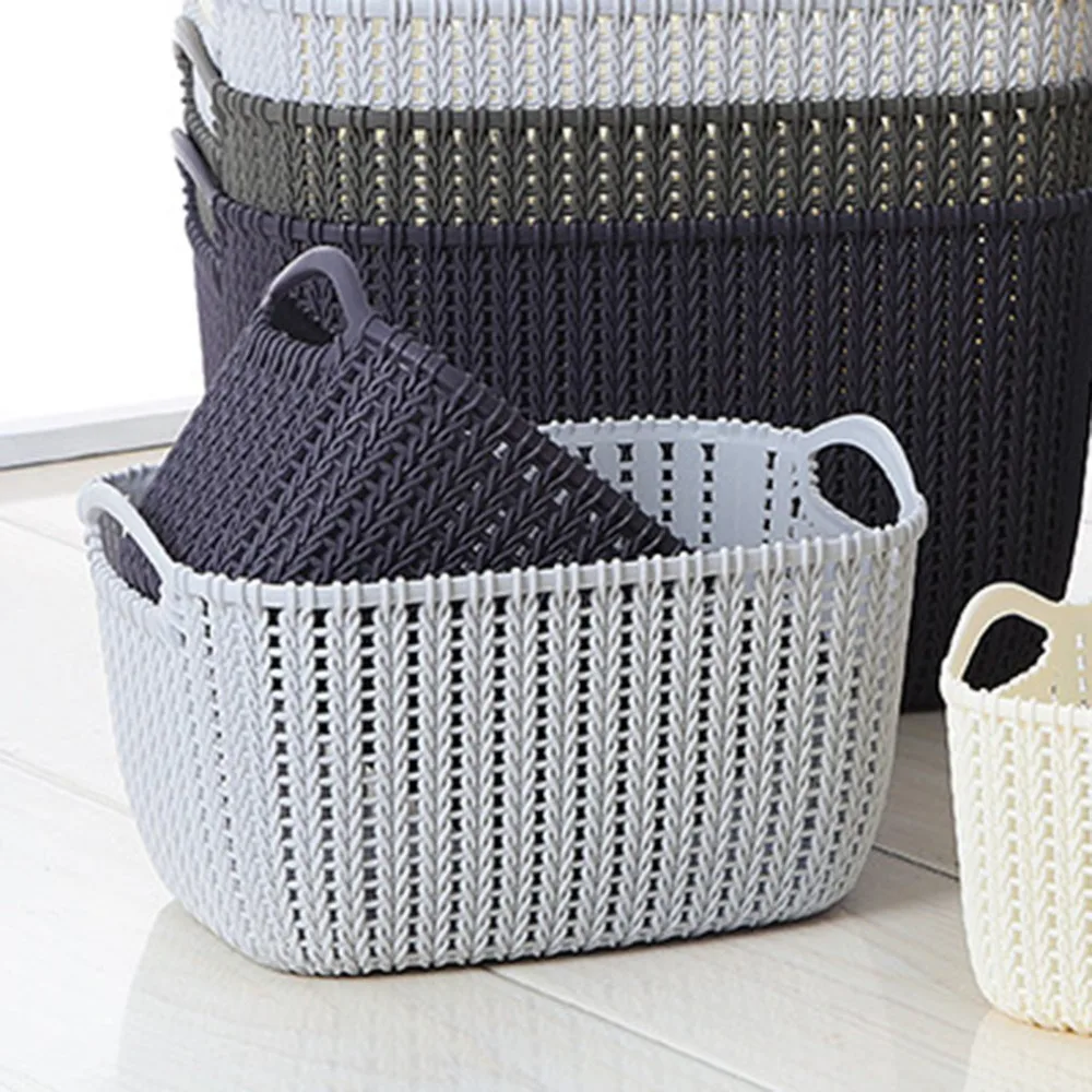 1PCS Multi Function Bathroom Woven Storage Basket Plastic Rttan Basket