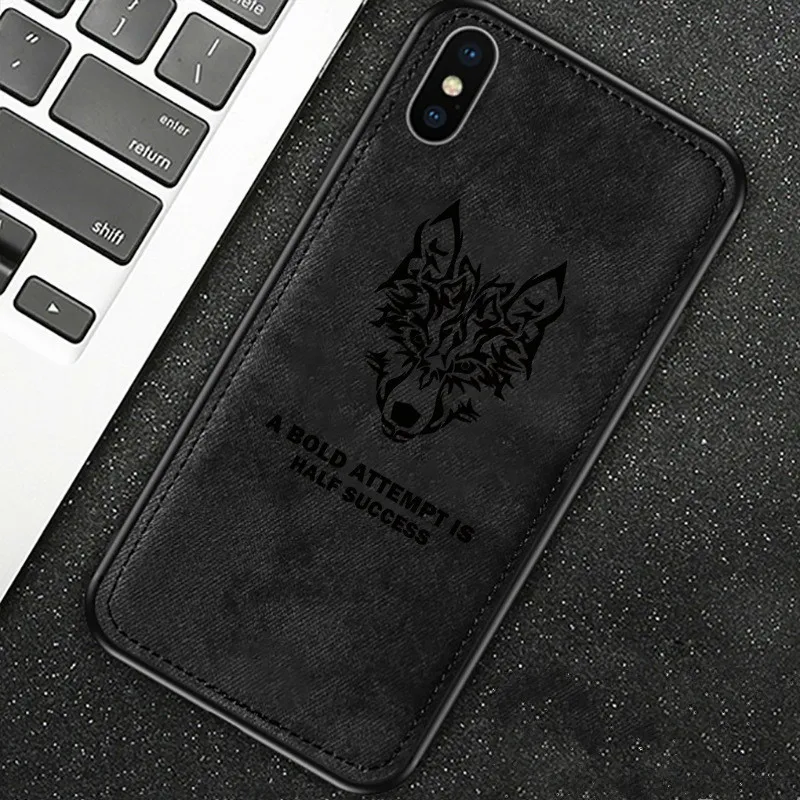 Тканевый текстурированный животный принт волк силиконовый чехол для телефона для Iphone 7 8 6 6s Plus X Xs Max Xr ткань мягкий защитный чехол