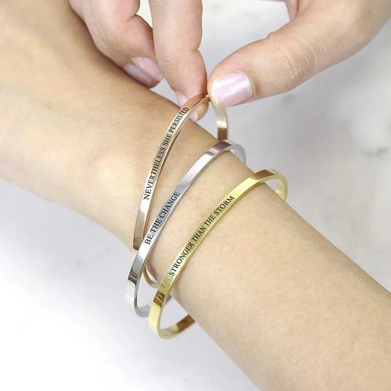 

3MM Personalized Cuff Custom Coordinates Engraved Custom Cuff Bracelet Women Jewelry Gift For Her