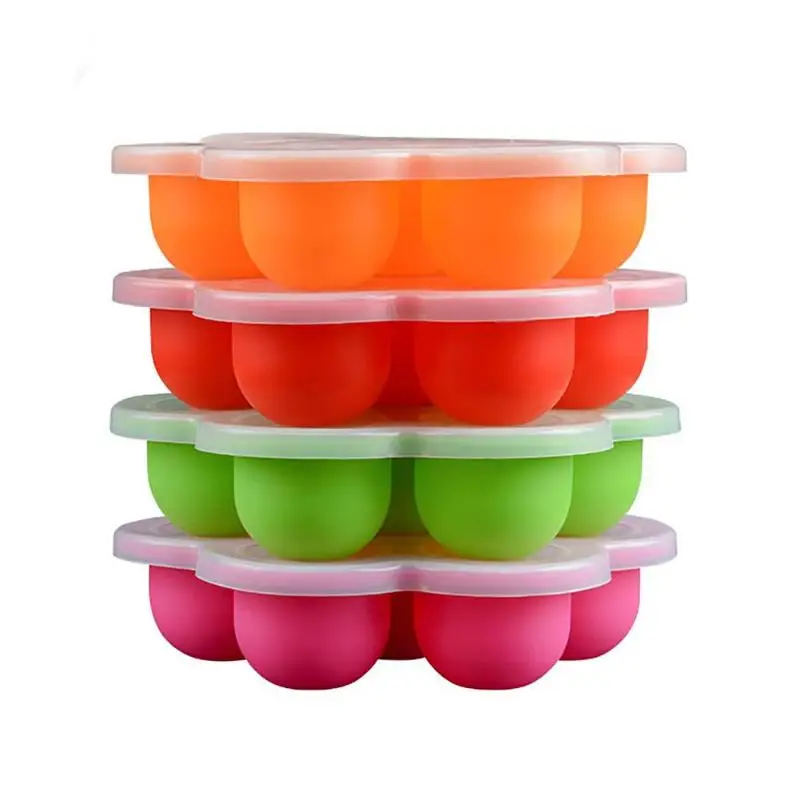 7 Holes Baby Food Container Memory Storage Box Silicone Sealed Crisper