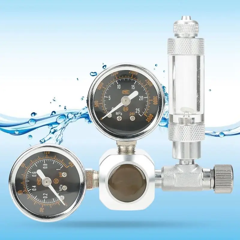 

Aquarium CO2 Regulator with Check Valve Fit For W21.8 G5/8 Connector Big Dual Gauge Display with Bubble Counter CO2 Regulator