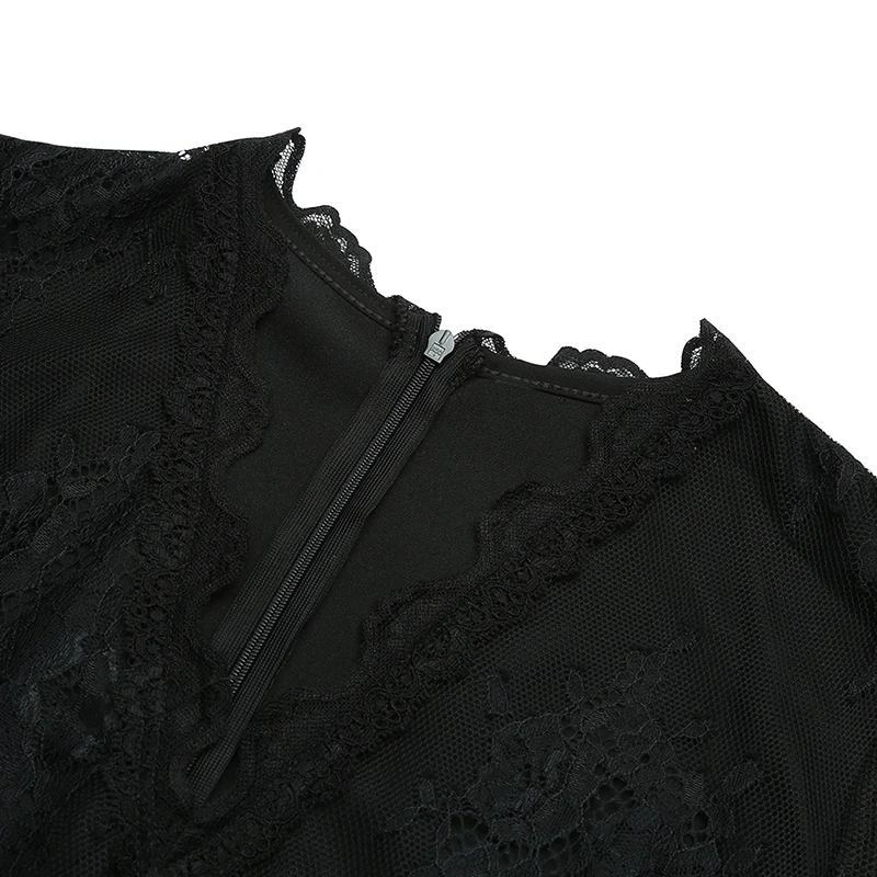 Сексуальное женское кружевное платье макси с глубоким v-образным вырезом и длинным рукавом, черные вечерние платья с разрезом по бокам, облегающие вечерние длинные платья черного цвета, Vestidos