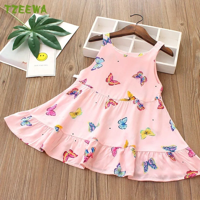 

2019 New Kids Dress For Girls Sleeveless Flower Print Baby Dress Summer Dresses For Girls Robe Fille Toddler Dress Girl Clothes
