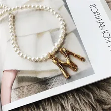 Роскошная цепь с искусственным жемчугом, колье, ожерелье для женщин, золотой цвет, буква М, ожерелье с подвеской для женщин, новая мода, ювелирное изделие, подарок