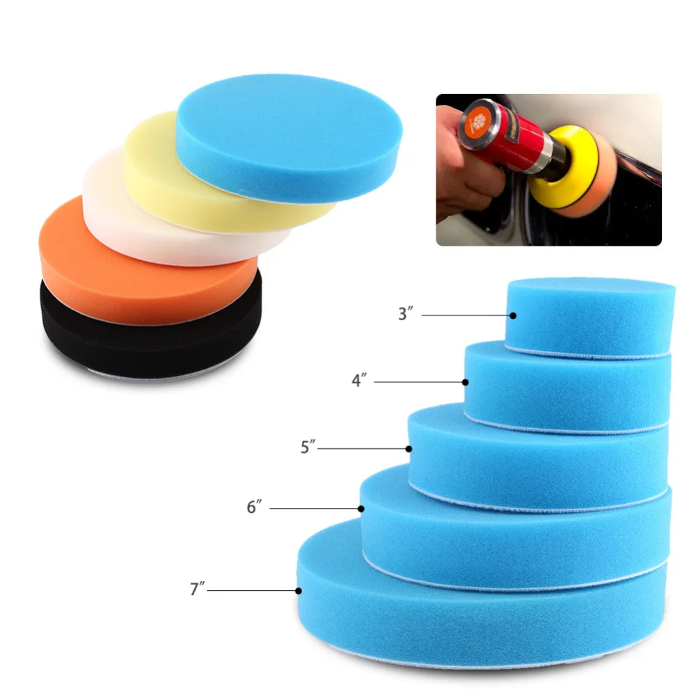 

5pcs Car Sponge Polishing Buffing Waxing Pad Kit Tool polishing pad set Drill for Car Polisher Buffer Wheel Kit 3" 4" 5" 6"