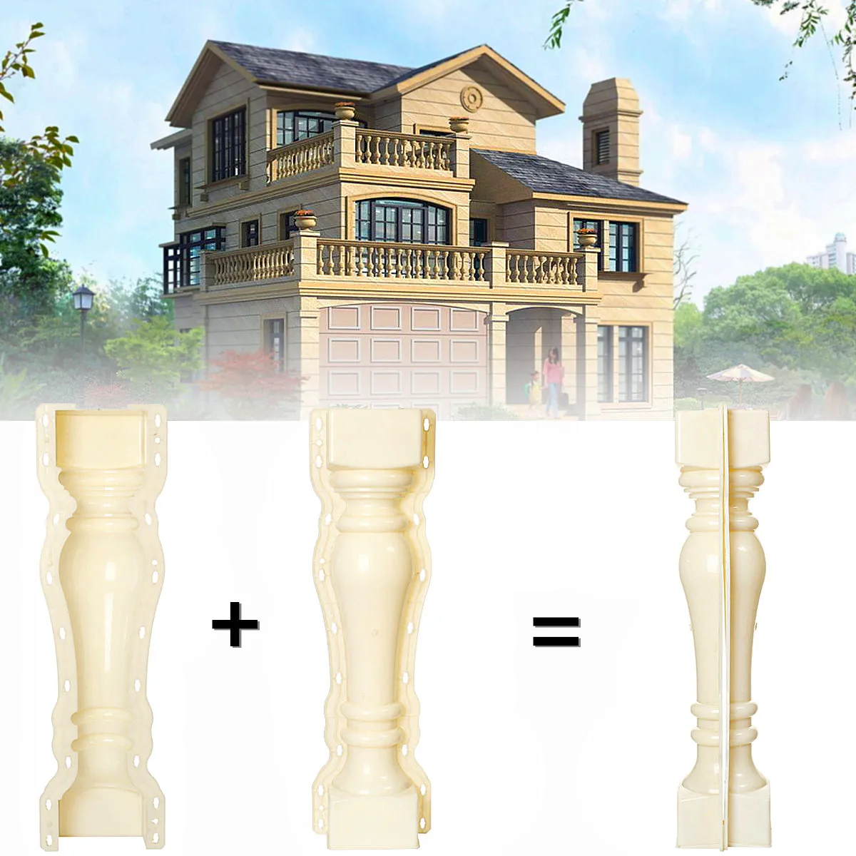 

2Pcs 70*13.5 cm Fence Cement Mold Roman Column Mold Balcony Garden Stair Railing Plaster Concrete Mold Plastic guarden Building