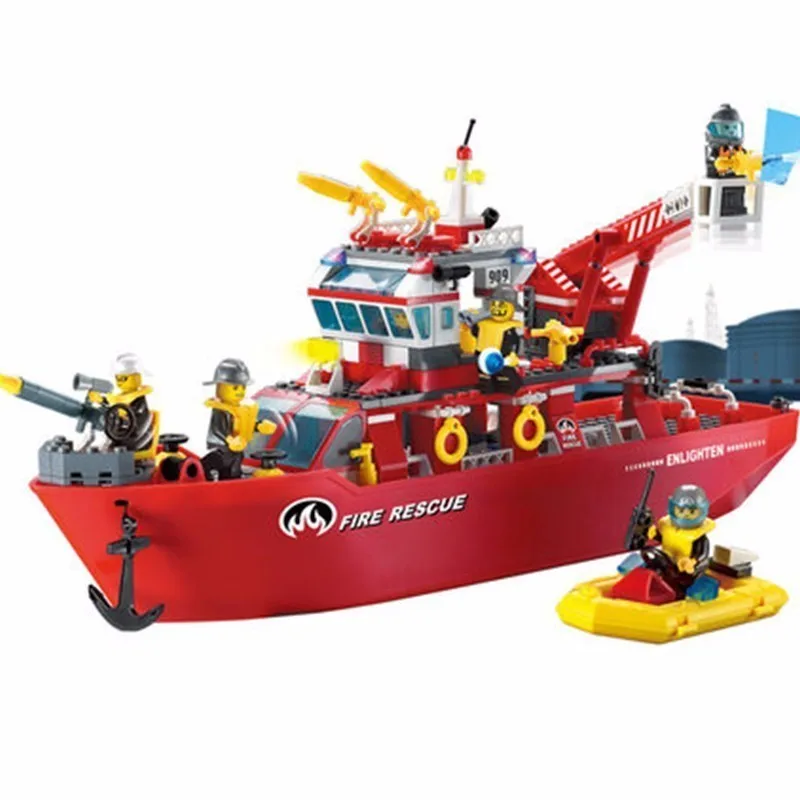

New 909 Assembling Building Blocks Fire Control Series Luban Alpinia 359pcs Plastic Block More Function Fire Control Ship Toys