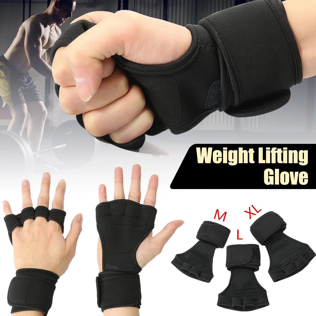 

1 Pair Fitness Weight Lifting Gloves Anti-skid Sport Body Building Training Protective Gloves For Men Women
