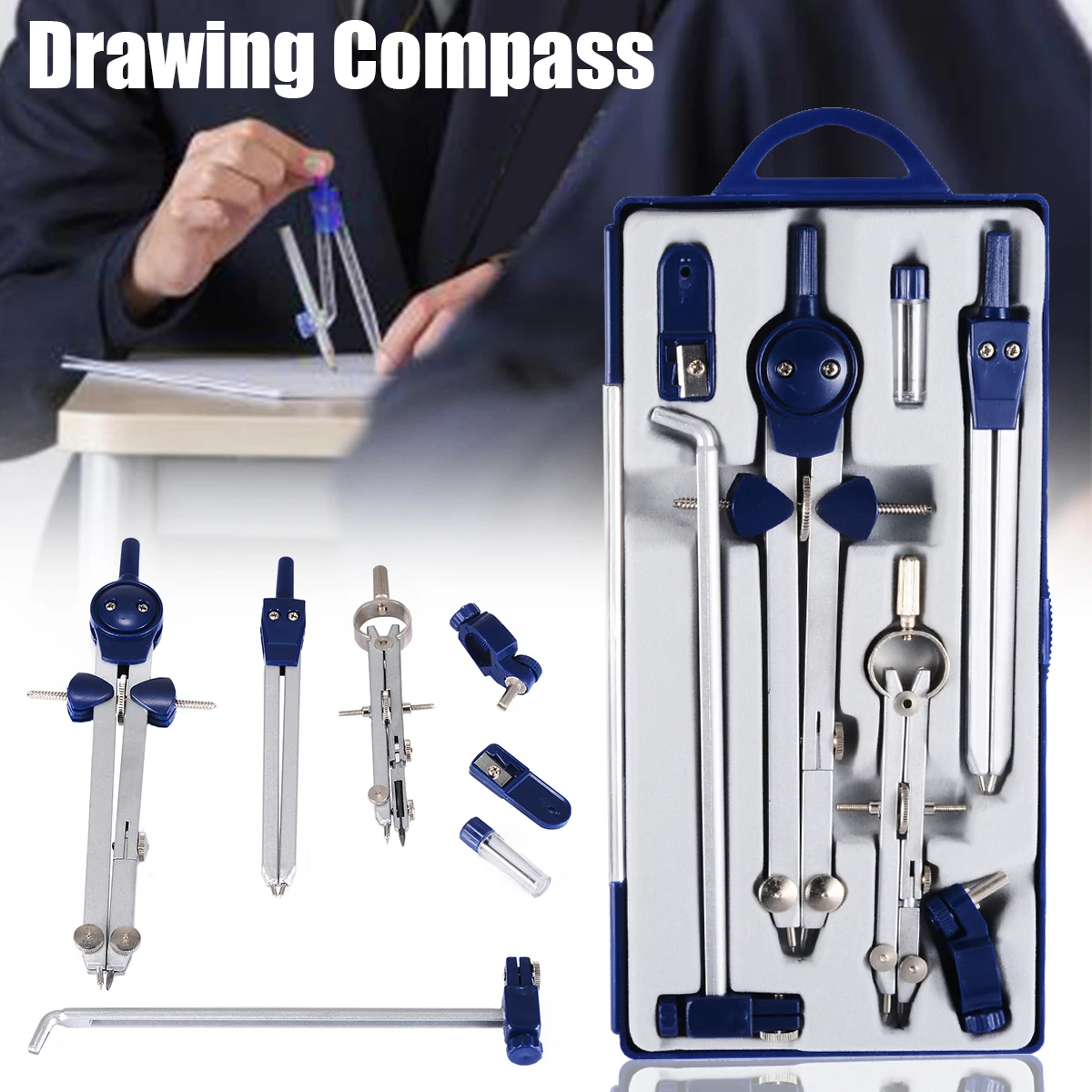 

Professional Adjustable High Precision Hand Drafting Drawing Compass Tools Set for Metal Machinery Construction Engineering Tool