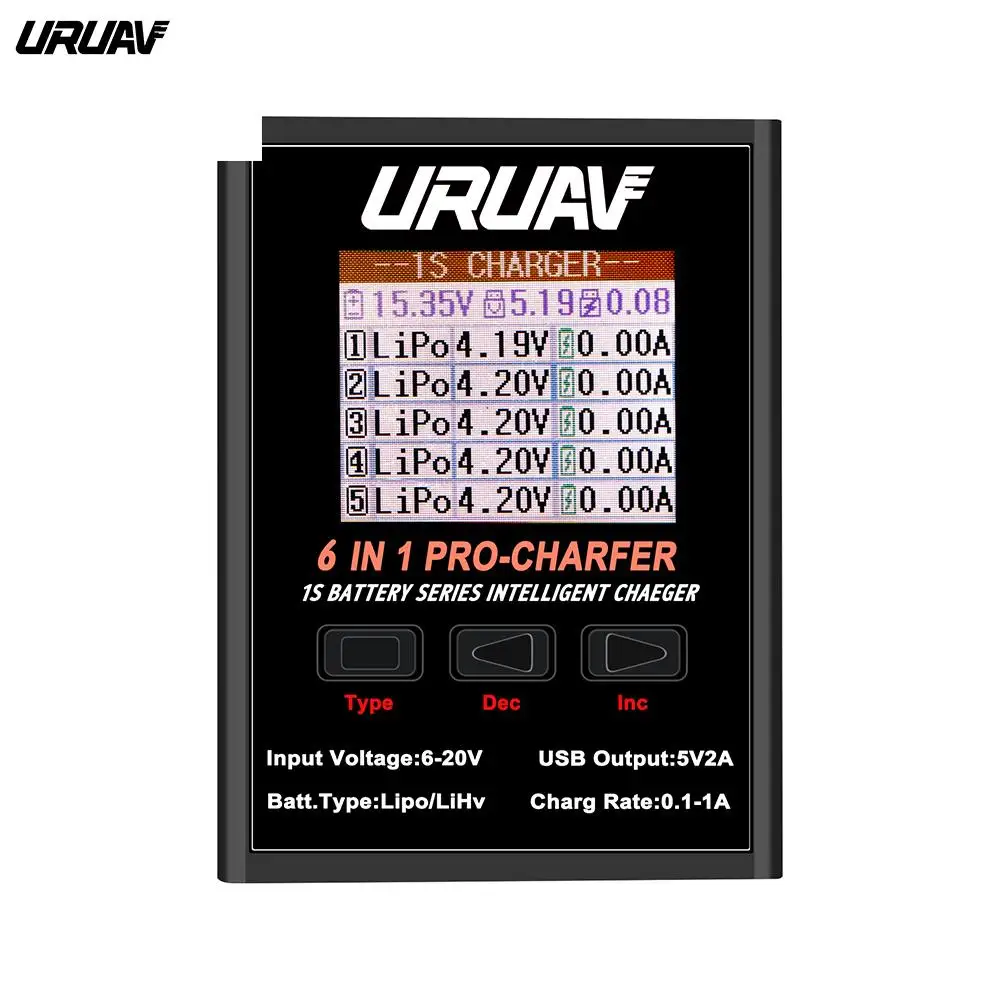 Новинка зарядное устройство URUAV 6 в 1 PRO 6x4 35 Вт 6X1A Quadcopter зарядка аккумулятора для 1S