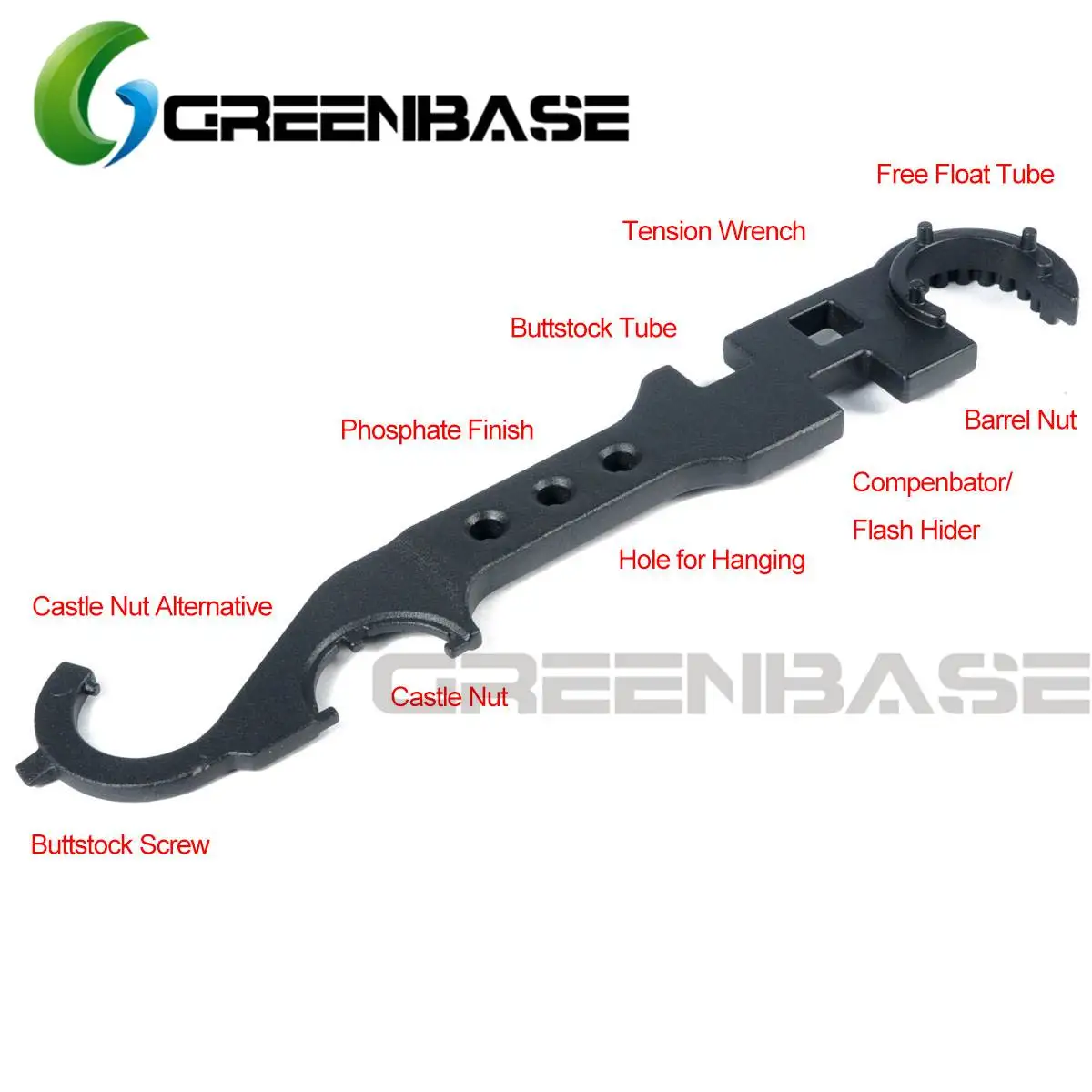 Greenbase AR15 M4 M16 гаечный ключ комбинированный гаечный ключ инструмент корончатая гайка ключ, дюймовый стандарт цилиндрическая гайка ключ, дюймовый стандарт приклад инструмент с насадками