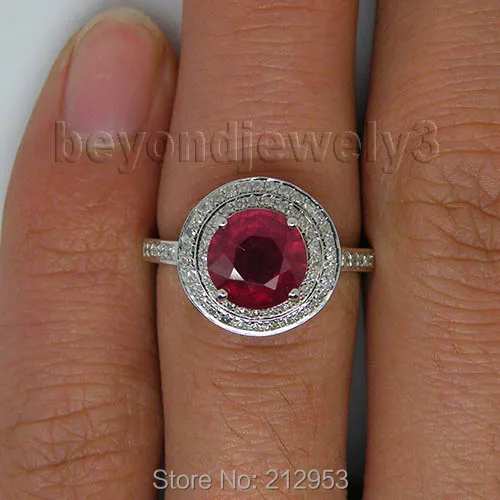 С натуральным красным Рубином обручальные кольца для женщин, 14 к белое золото рубиновое кольцо Подарок на годовщину свадьбы, Подлинная Рубиновая бижутерия для продажи