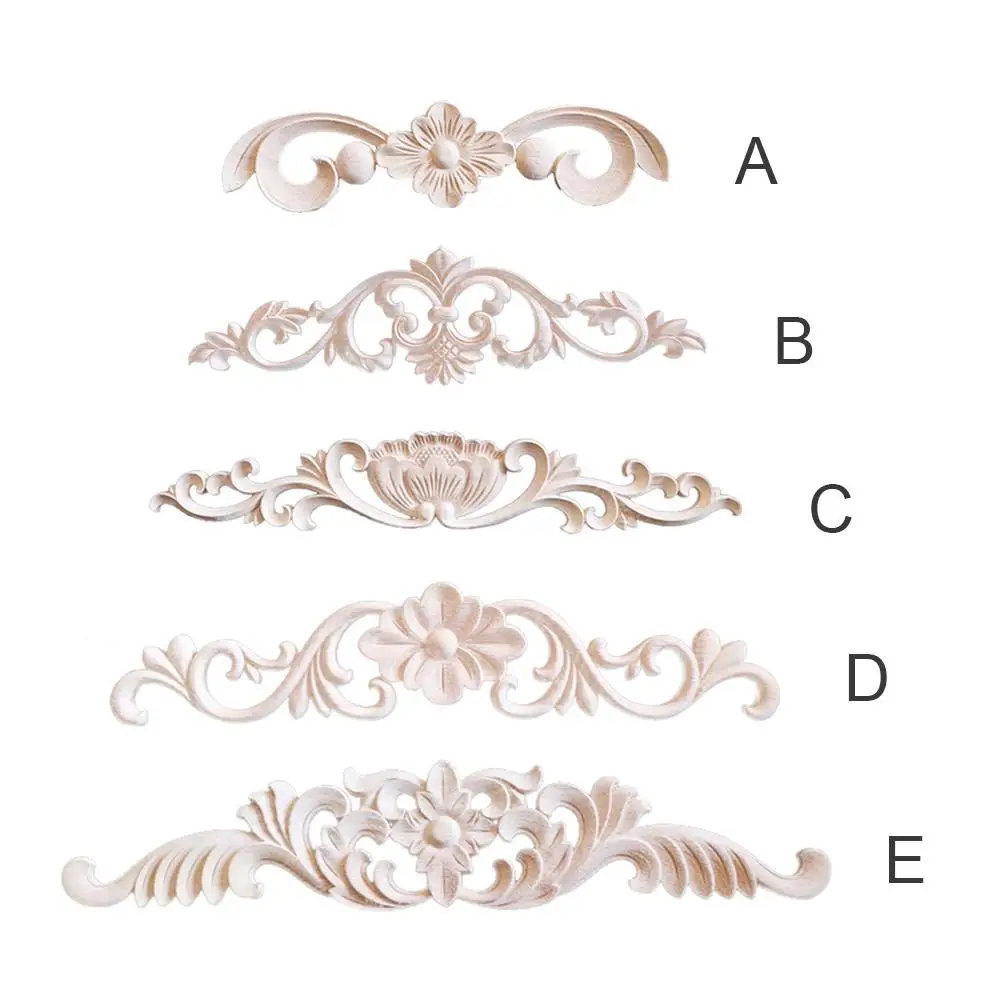 Wood Carved Corner Onlay Vintage Applique Frame Wooden Applique Decal Wall Doors Furniture