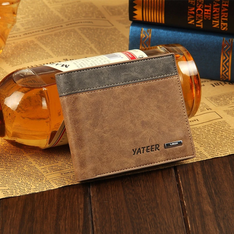 

Men's Wallet Korean Student Wallet Simple Spell Leather Striped Matte Leather Wallet Leather Small Wallet Male