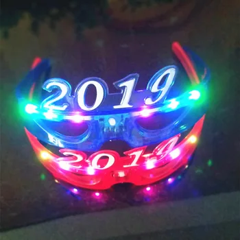 

2019 New Year LED Flashing Glow Glasses Women Kids Adults Light Up Glasses Eyewear Christmas Glow Party Supplies