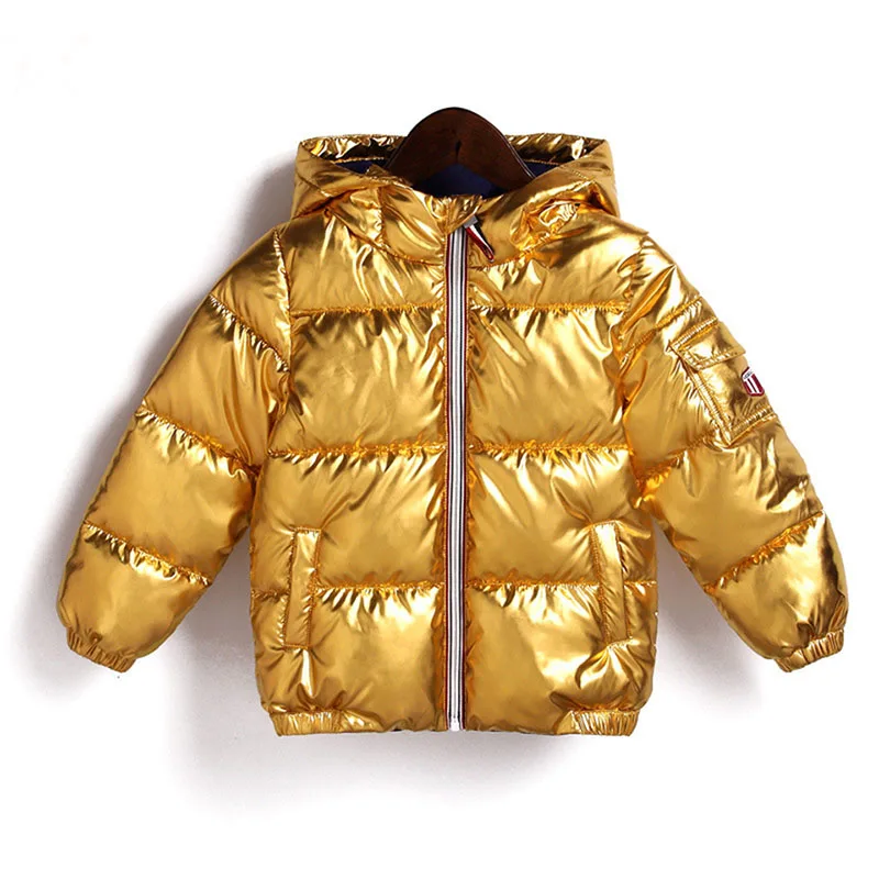 

Children Winter Jacket for Boys Girls Silver Gold Casual Hooded Coat Baby Warm Clothing Outwear Kids Parka Jacket Space Suit