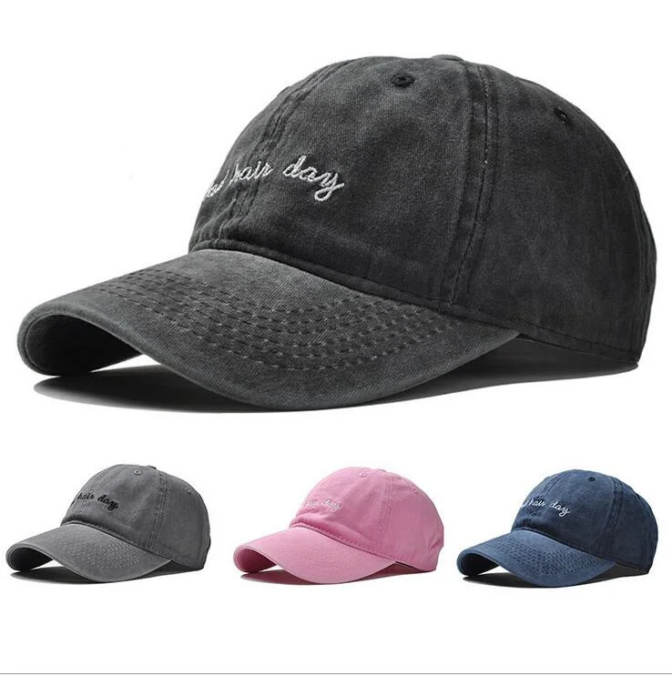 HighQuality Washed Cotton Bad Hair Day Adjustable Solid Color Baseball Cap Unisex Couple Cap Fashion Dad HAT Snapback Cap 4