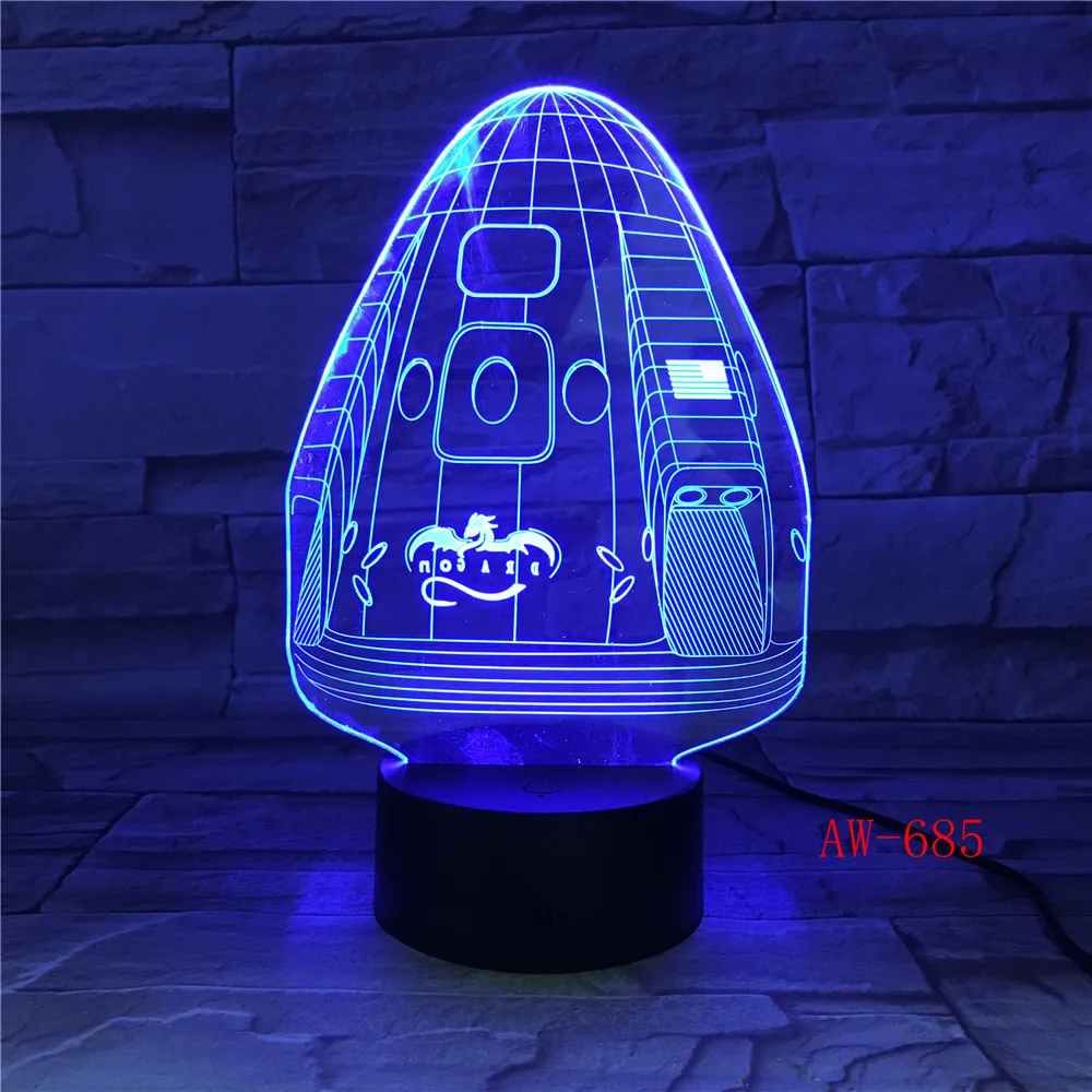 

Dragon Space Capsule 7-цветная лампа 3d визуальные Светодиодные ночные светильники для детей сенсорный Usb Настольный светильник лампа ночник