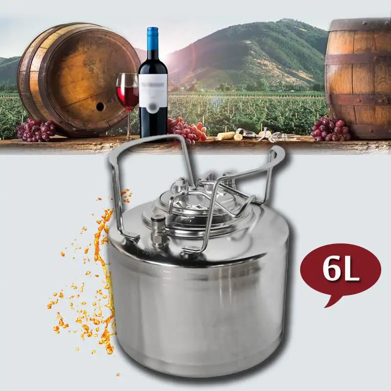 

6L Stainless steel Ball Lock Beer Keg Pressurized Growler for Craft Beer Dispenser System Home Brew Beer Brewing Metal Handles