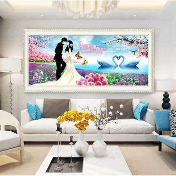 

Full Diamond Embroidery For Couple Wedding With Lovely Gooses 5d Diy Diamond Painting Square/round Mosaic Diamond Paint