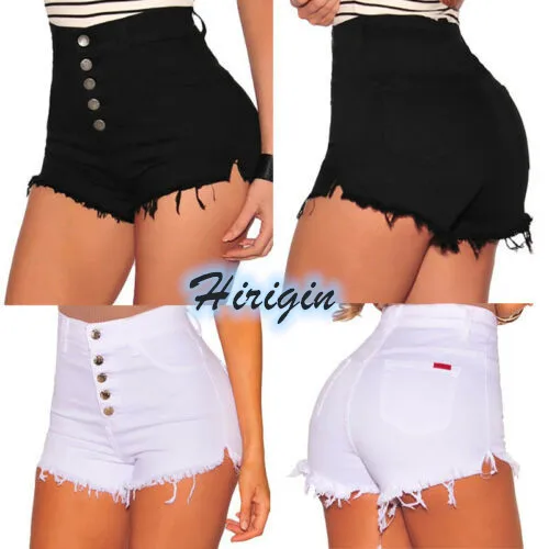 

Summer Women Shorts Casual Women High Waist Solid Color Button Shorts Summer Casual Hot Shorts Size S-XL