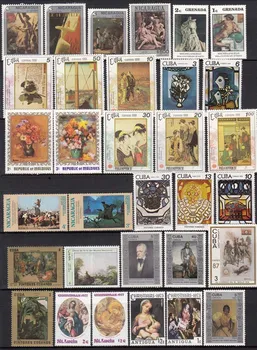 

50Pcs/Lot Artist Paint Famous Paintings All Different From Many Countries NO Repeat Unused Postage Stamps for Collecting