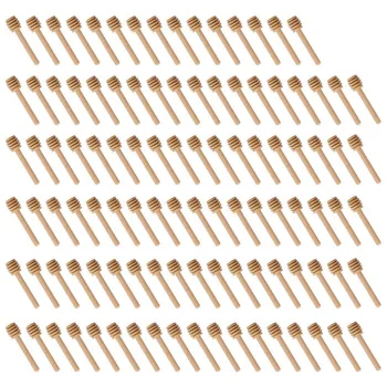 

100 Pack Of Mini 3 Inch Wood Honey Dipper Sticks, Individually Wrapped, Server For Honey Jar Dispense Drizzle Honey, Wedding P